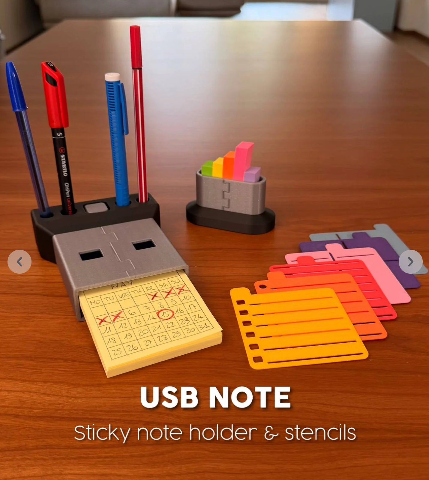 USB Note Sticky Note Holder & Stencils